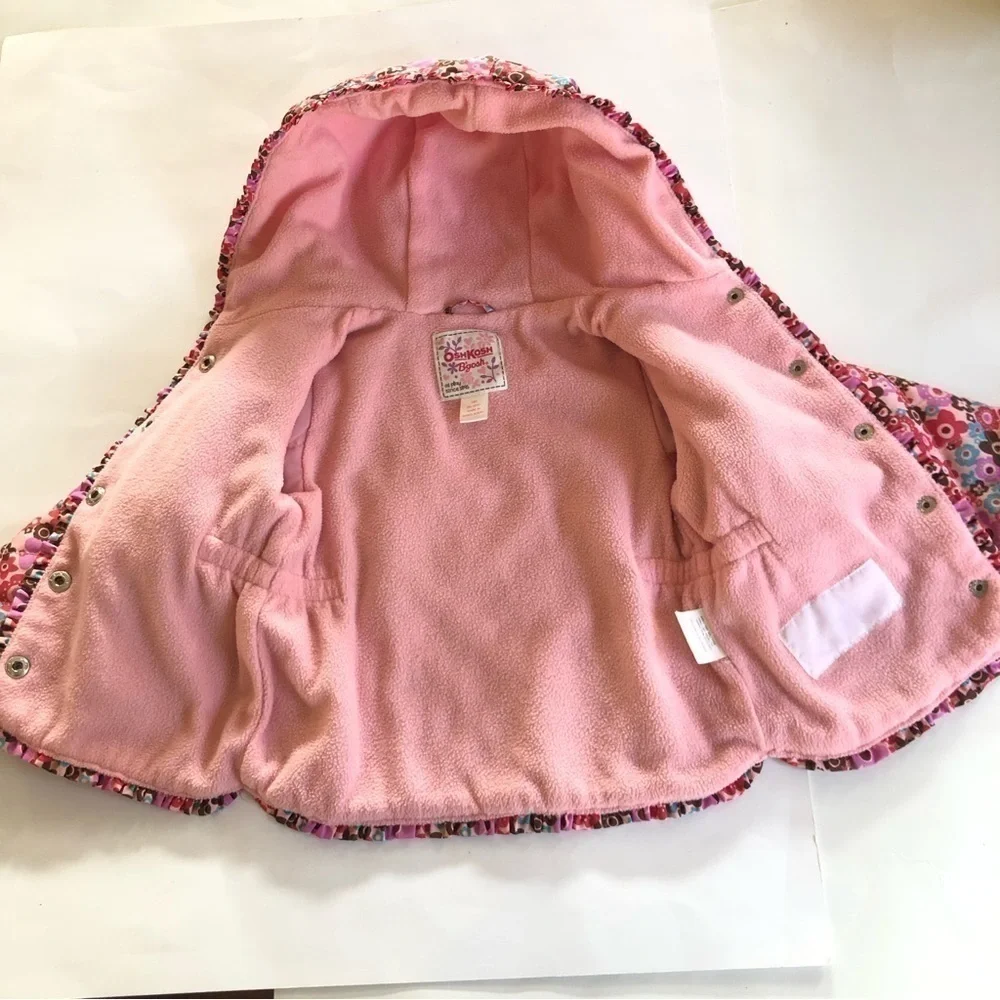 Oshkosh B’gosh Baby Girl Floral Ruffles Hooded Jacket Size 18M